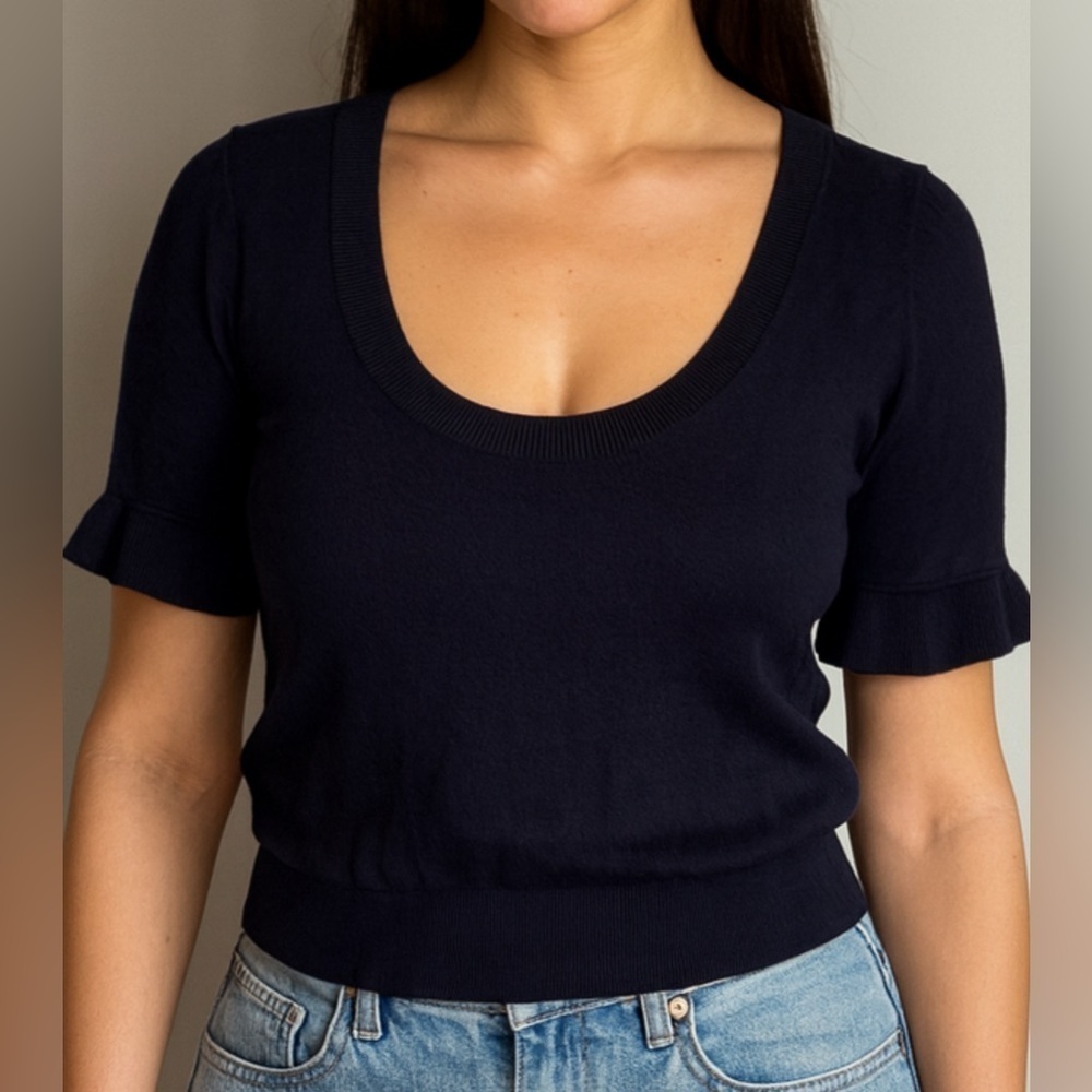 NEW Boden Frill sleeve wool blend sweater Top 10